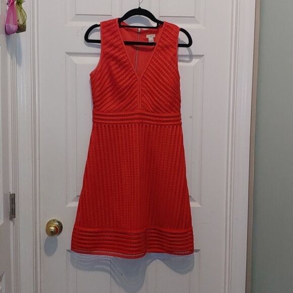J Crew red lace check dress Sz 2 NWOT - Picture 1 of 5
